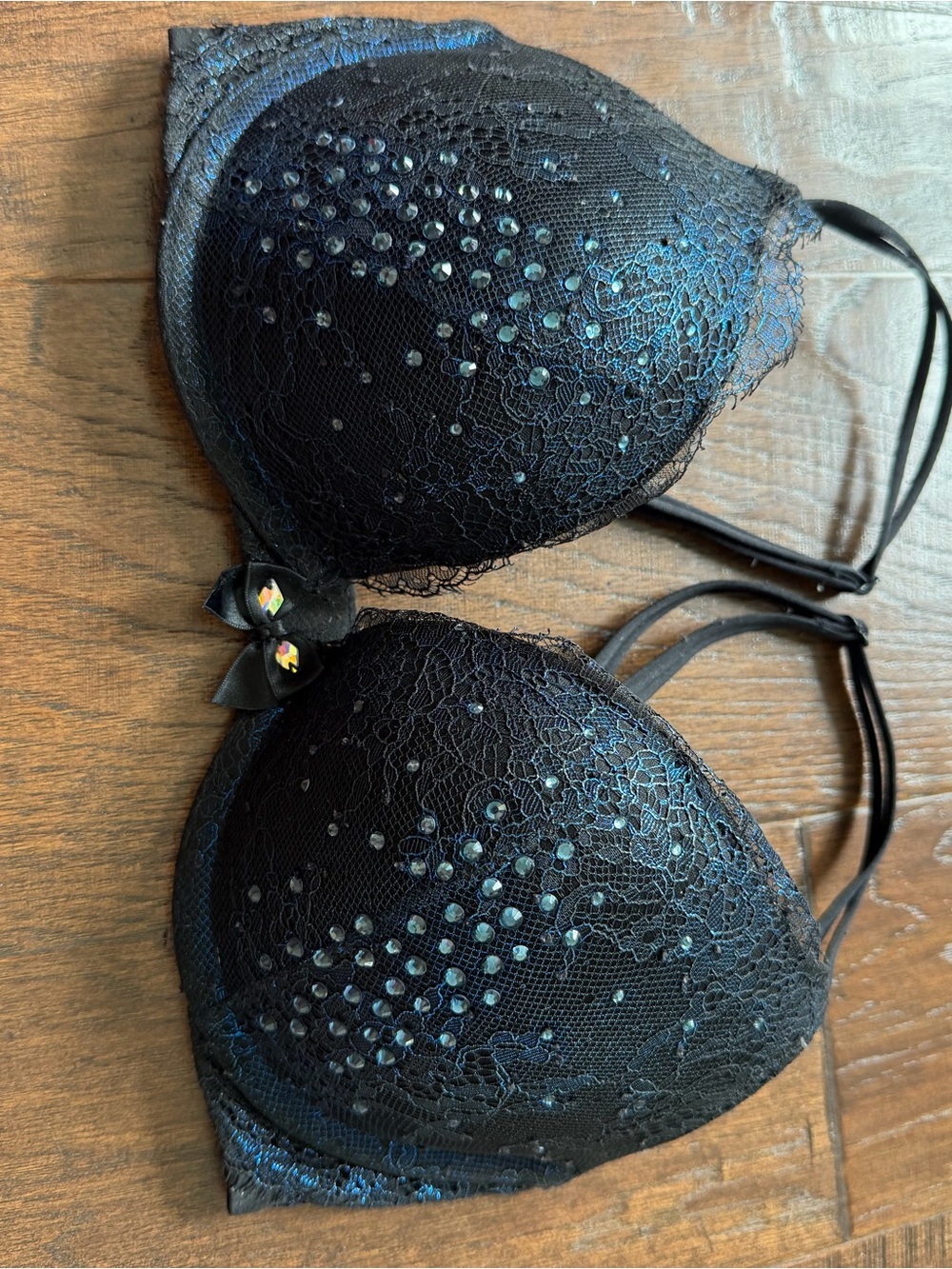 Victoria's Secret Black Lace Bra with Crystal Accents